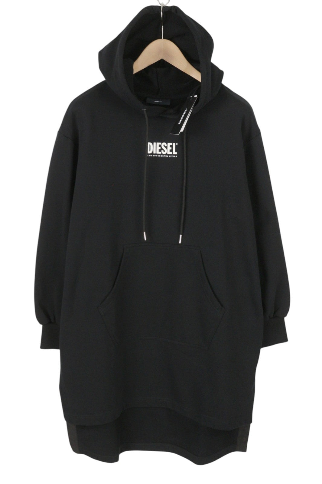 Diesel D-ilse-small Logo Women Dressblack Hoodie Kangaroo Oversized Rrp160
