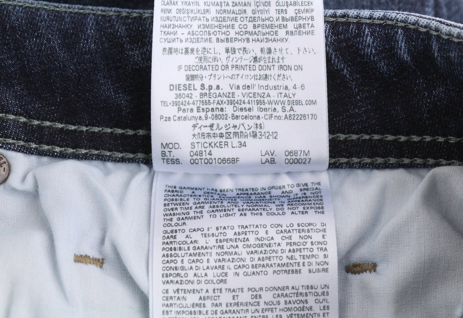Diesel Stickker 0687m Uomo Jeansblu Baffi Super Slim Skinny Stretch