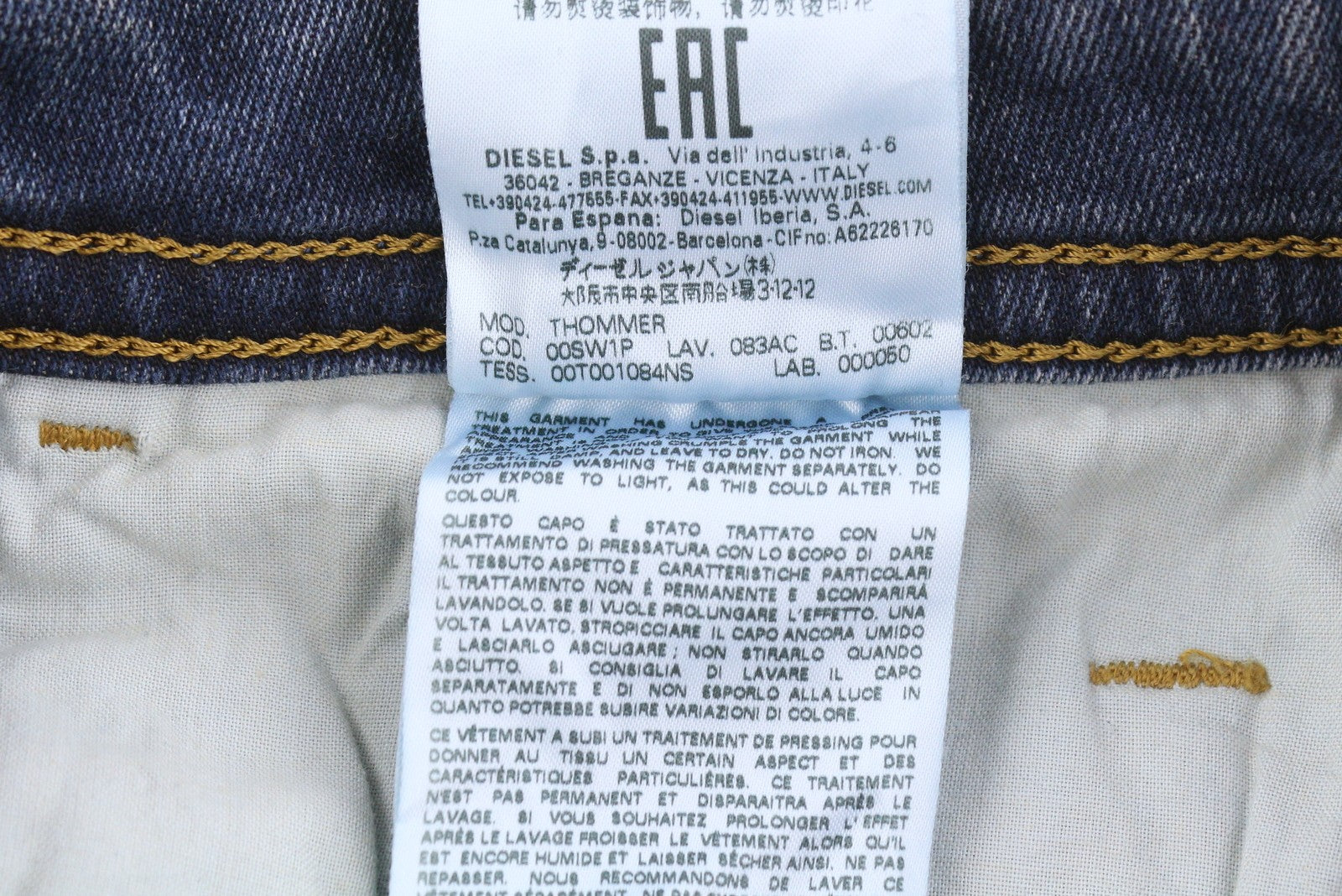 Diesel Thommer 083ac Herren Jeansblau Distress Slim Skinny Fit Stretch