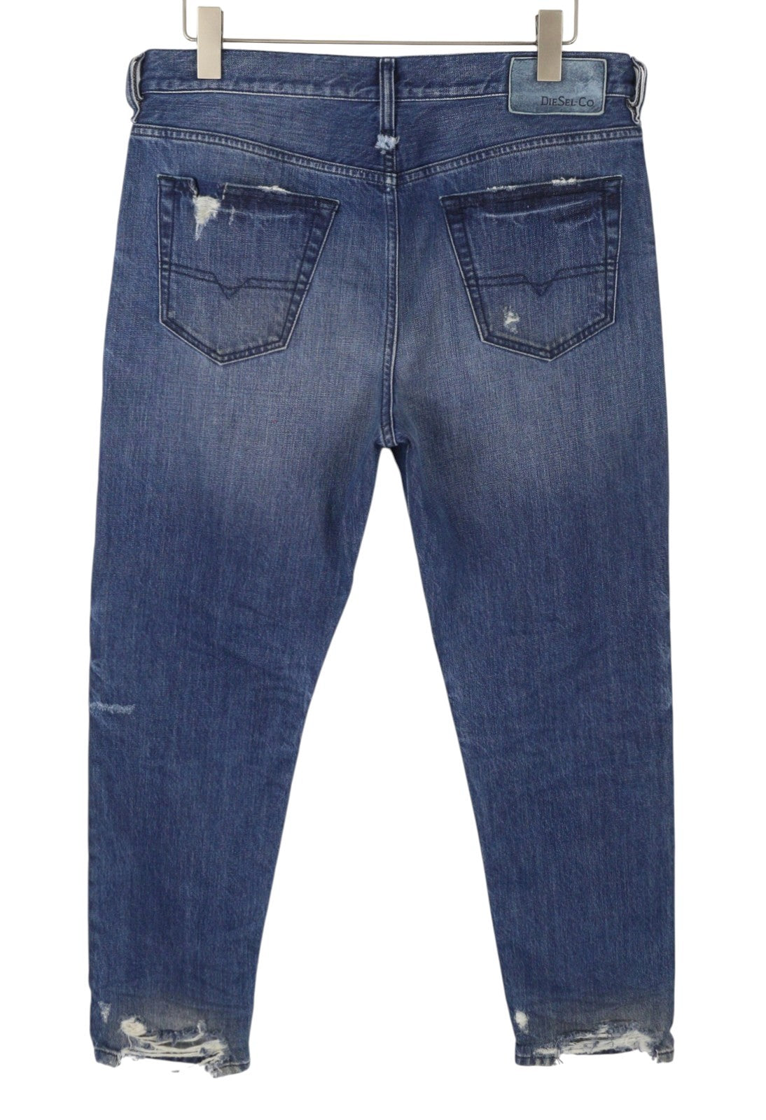 Diesel Mharky 080ah Men Jeansblue Whiskers Faded Distress Cropped