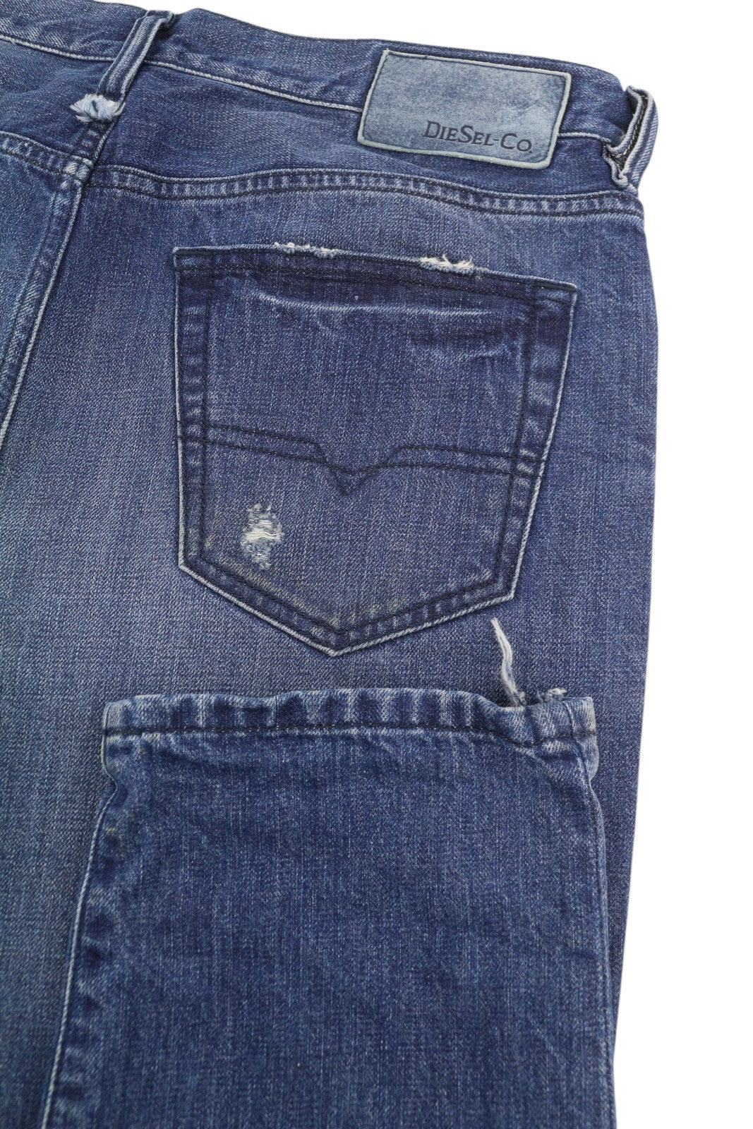 Diesel Mharky 080ah Men Jeansblue Whiskers Faded Distress Cropped