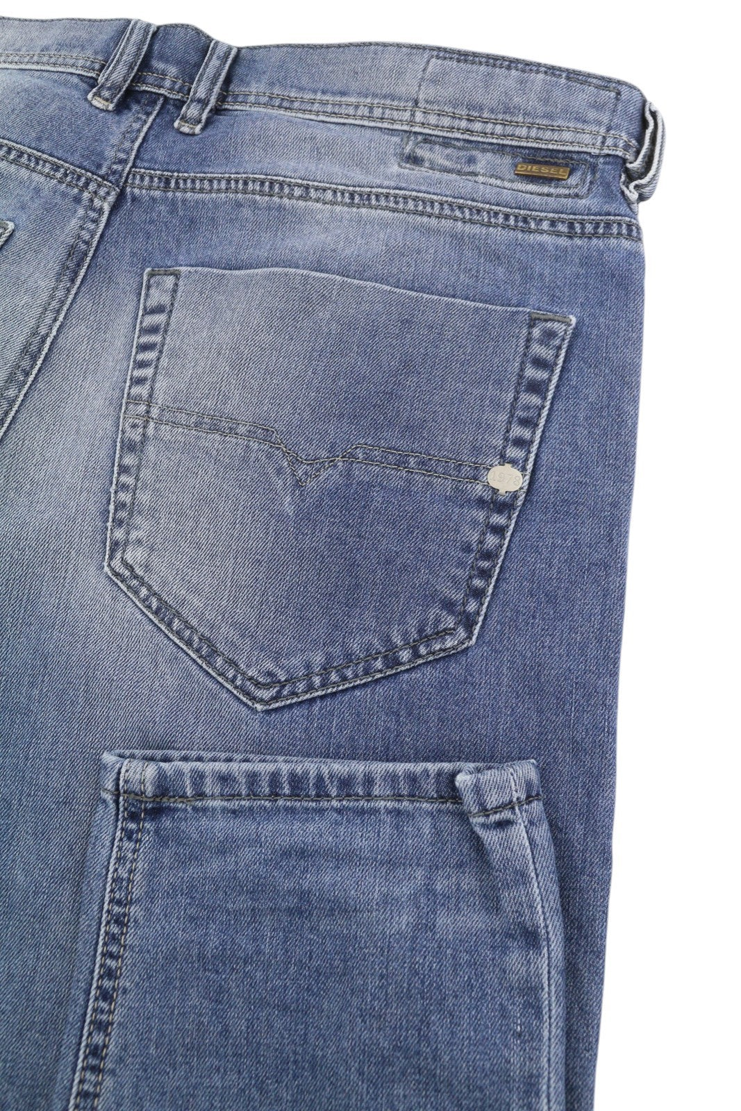 Diesel Tepphar 0842h mænd jeansblå falmede knurhår Slim gulerodsstretch