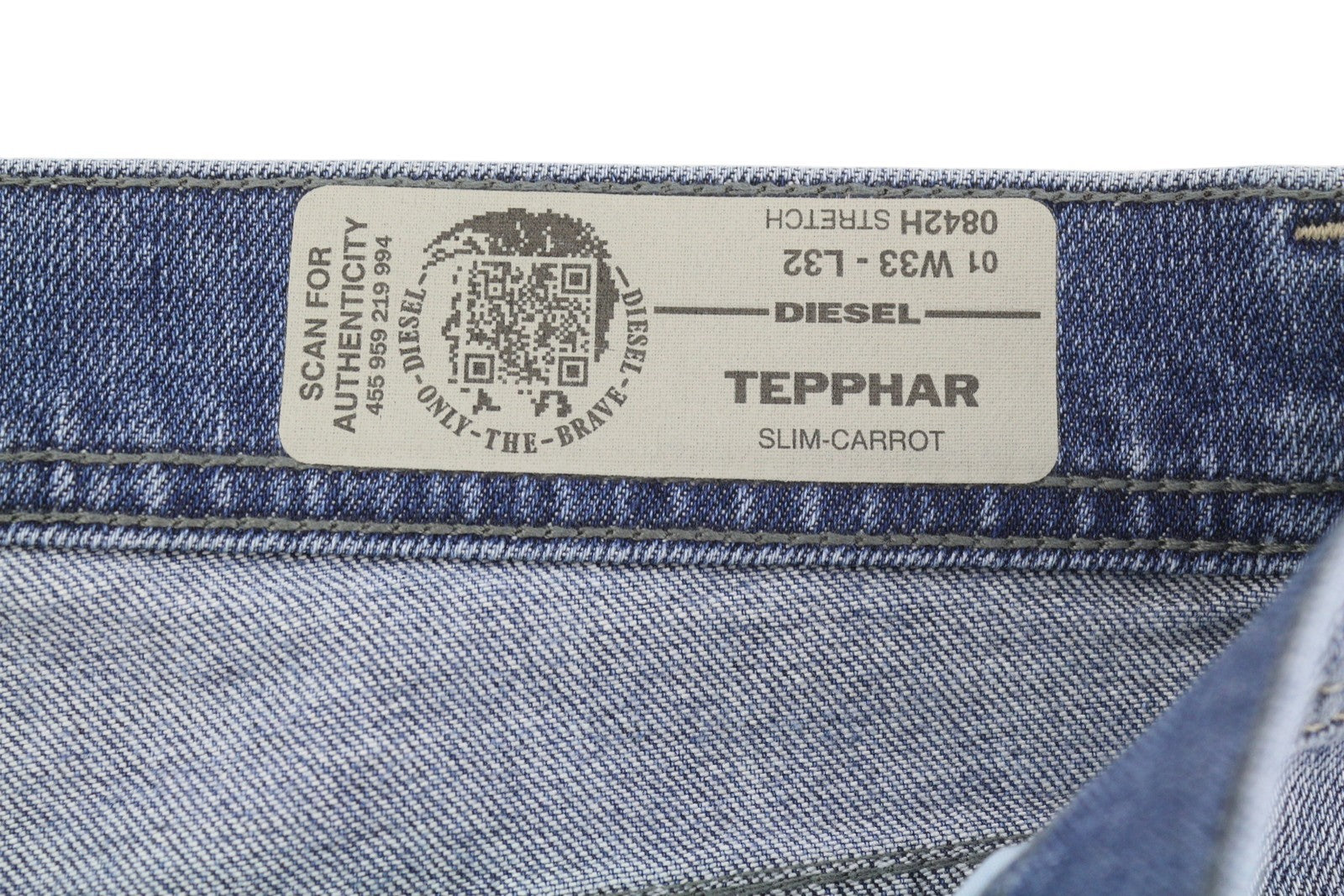 Diesel Tepphar 0842h mænd jeansblå falmede knurhår Slim gulerodsstretch