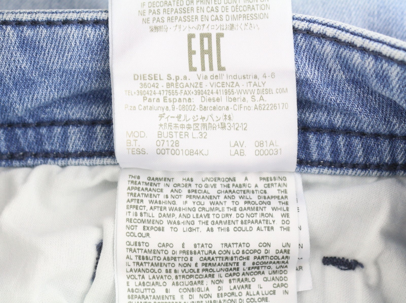 Diesel Buster 081al Men Jeansblue Faded Regular Slim Tapered Stretch