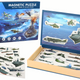 A Set Of Educational Magnetic Puzzles With A Military Ship Motif