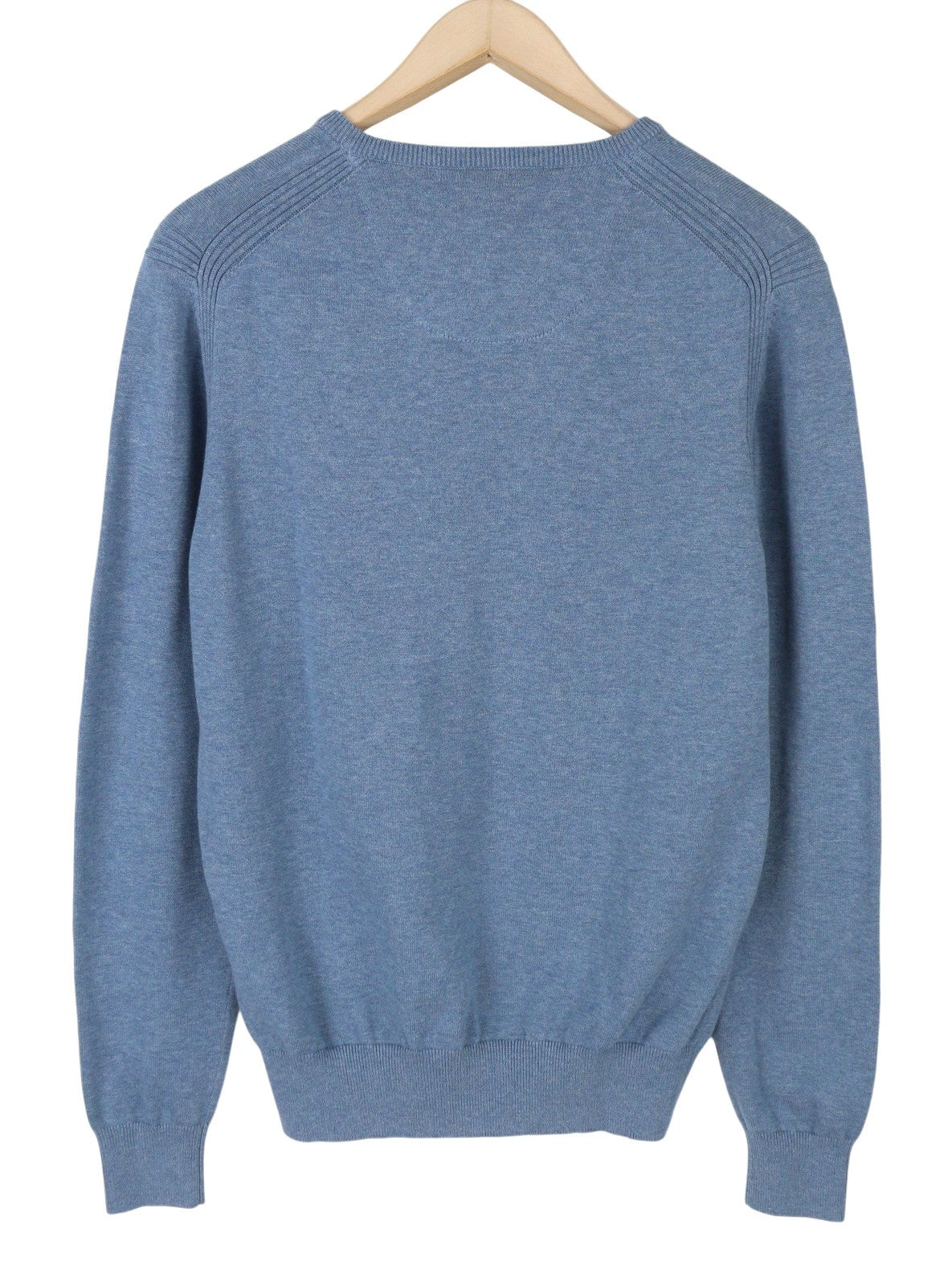 Maglione da uomo State Of Art blu melange in maglia di cotone con scollo a V