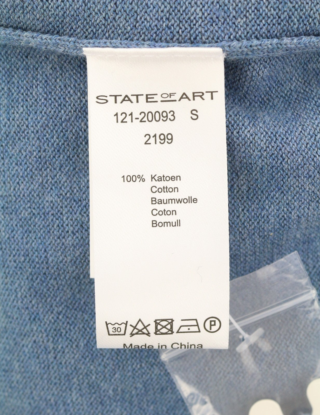 Maglione da uomo State Of Art blu melange in maglia di cotone con scollo a V