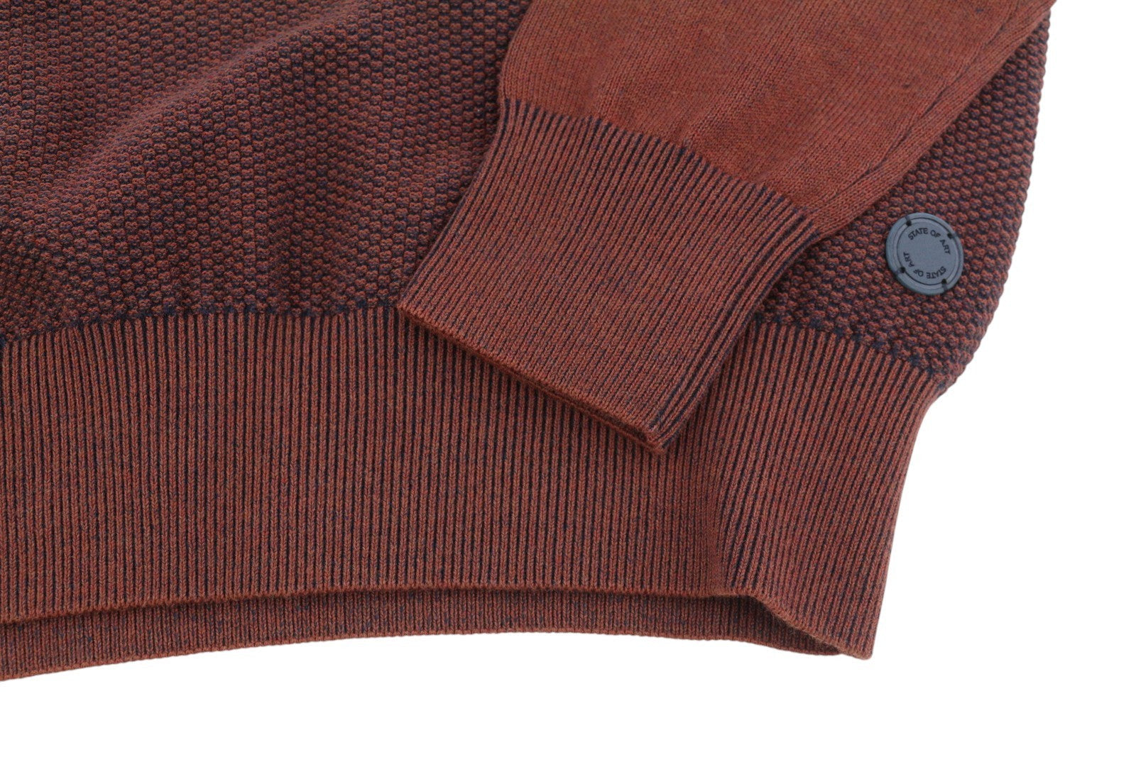 State Of Art Maglione da uomo marrone melange girocollo con tasca applicata