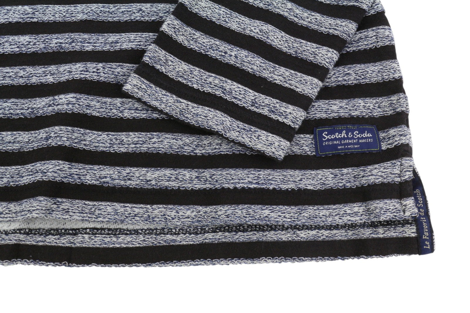 Scotch & Soda Men Sweatshirtblack Striped Crew Neck Long Sleeve Pull On