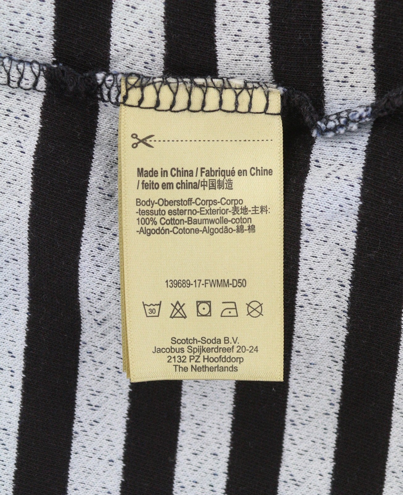 Scotch & Soda Men Sweatshirtblack Striped Crew Neck Long Sleeve Pull On