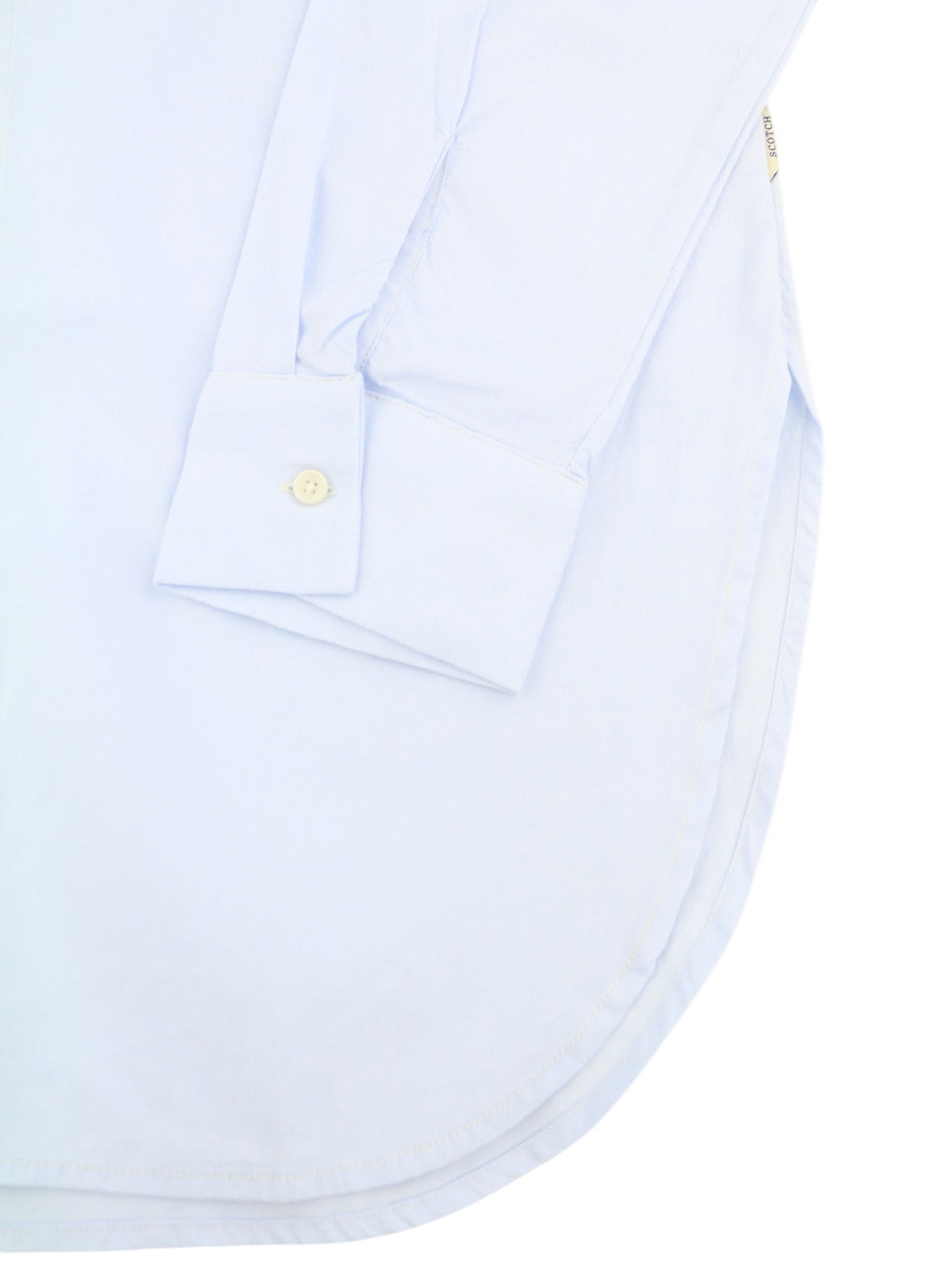 Scotch & Soda Chemise Homme Bleu Clair Coton Coupe Longue Boutonnée Col Ouvert