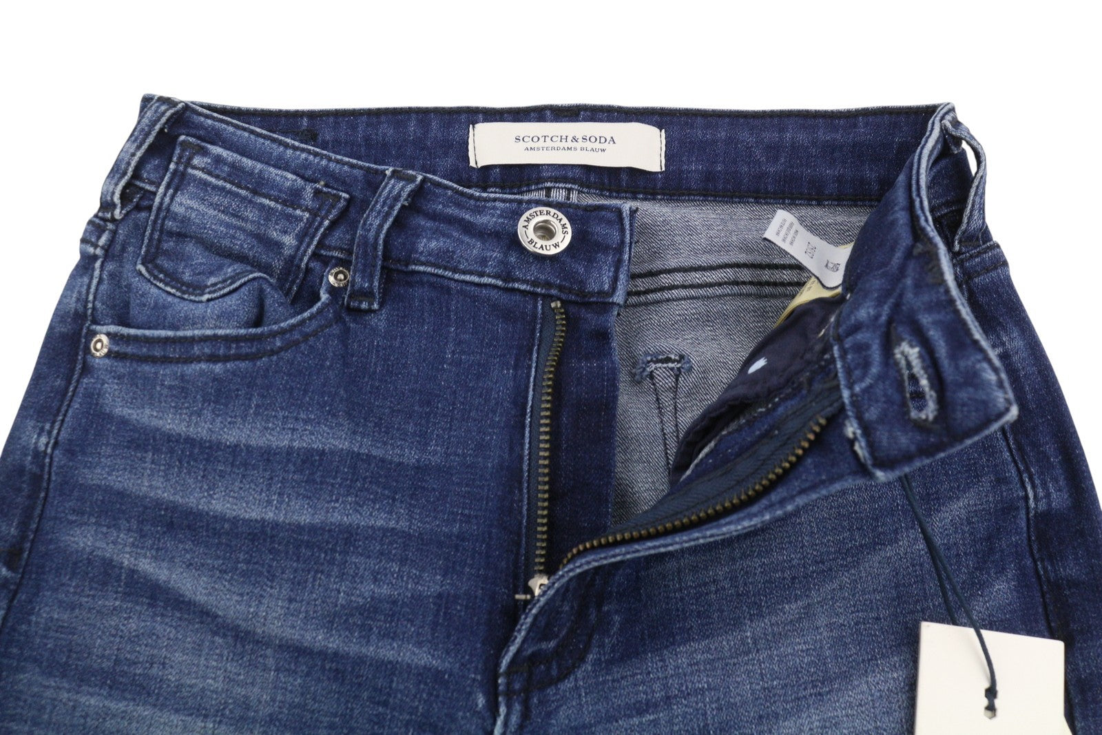 Scotch & Soda Damen Jeans, Blue Whiskers, Faded Distress Hems, Bootcut-Passform