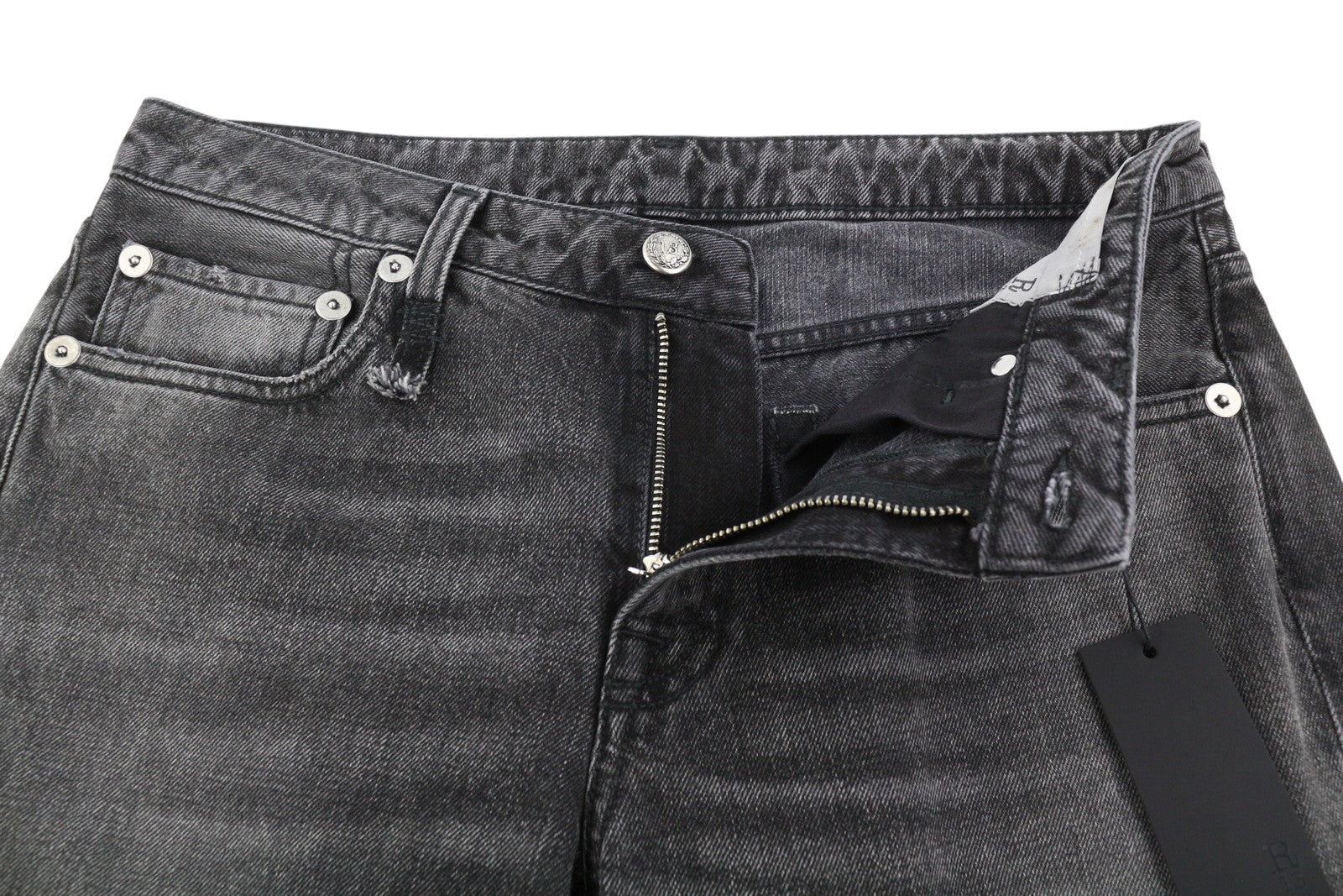 R13 Effie Women Jeans 27 Polaris Black Whiskers Faded Ps26 Rrp850