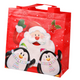Santa And Penguins Red Gift Bag 22cm X 22cm X 11cm