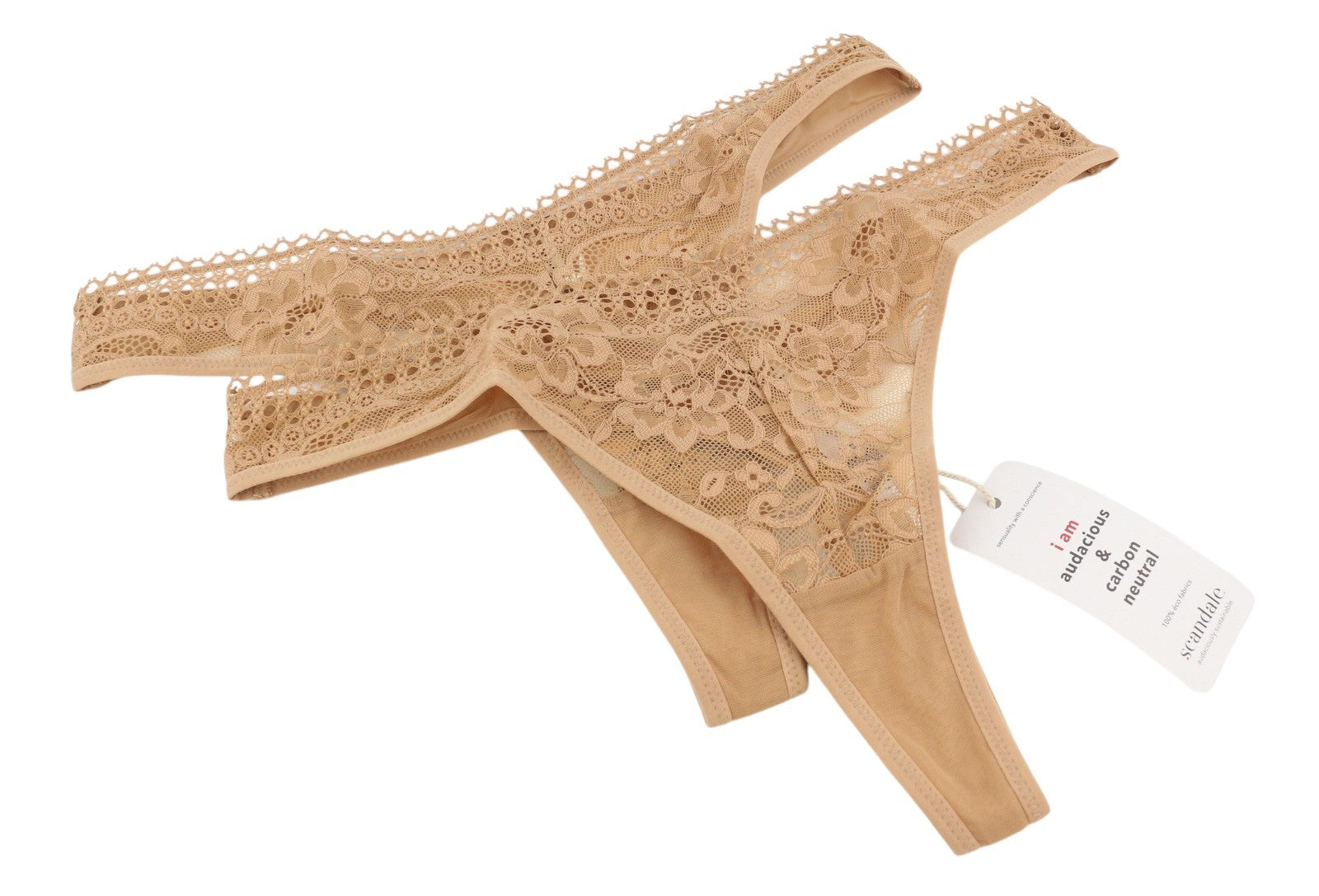 Dámské kalhotky Scandale Le String Sensual-nude T17 jemná krajková vložka 2 balení