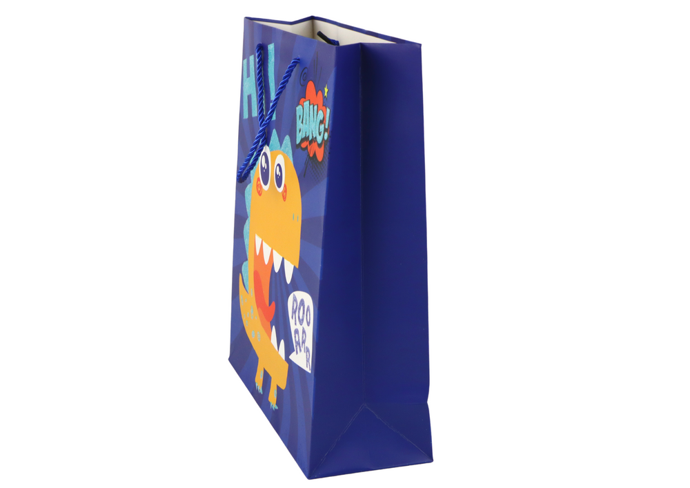 Blue Dinosaur Paper Gift Bag 32cm X 26cm X 10cm