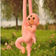 Plush Monkey With Baby Mascot Pink 70 Cm