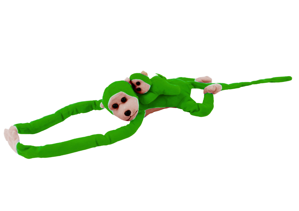Plush Monkey With Baby Mascot Green 70 Cm