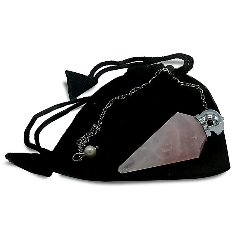 Kyvadlo Rose Quartz Fazetový broušený špičatý hrot + korálek - 5,6 cm