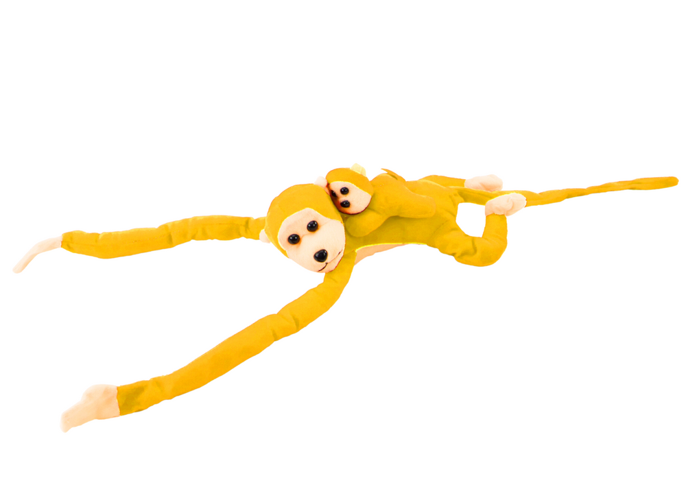 Mascot Plush Monkey With Baby Yellow 70 Cm