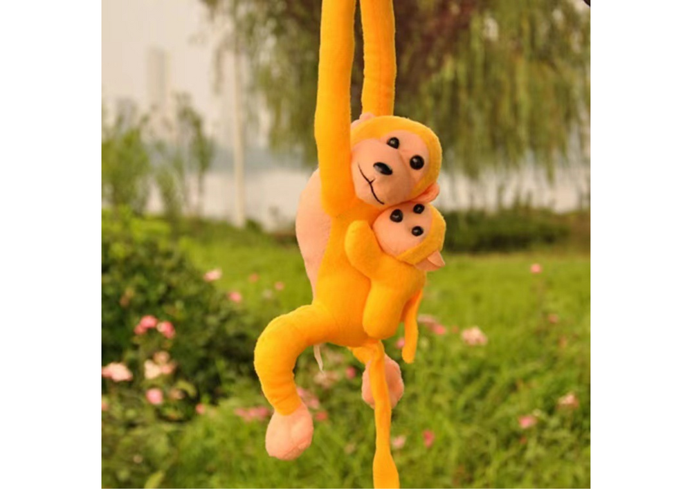 Mascot Plush Monkey With Baby Yellow 70 Cm