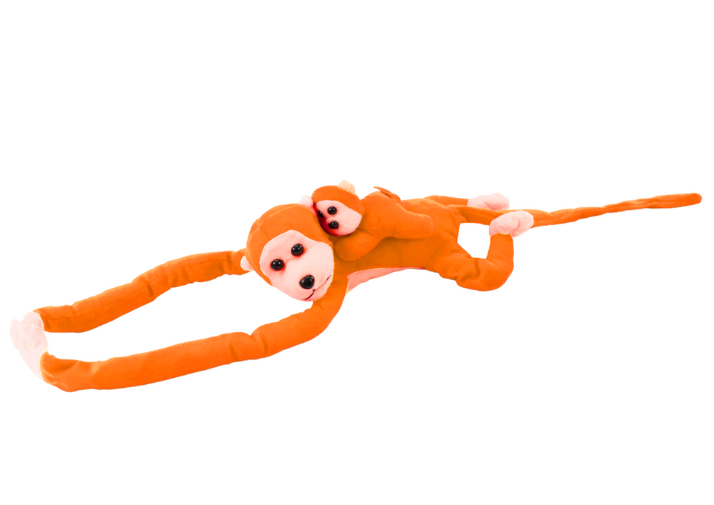 Plush Monkey With Baby Mascot Orange With Sound 70 Cm