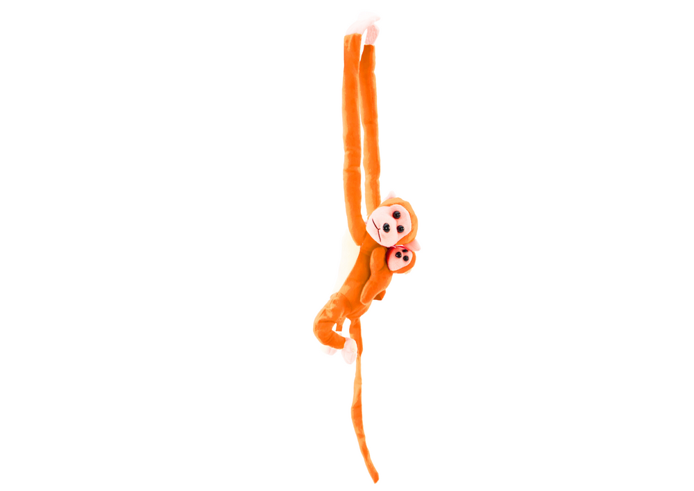 Plush Monkey With Baby Mascot Orange With Sound 70 Cm