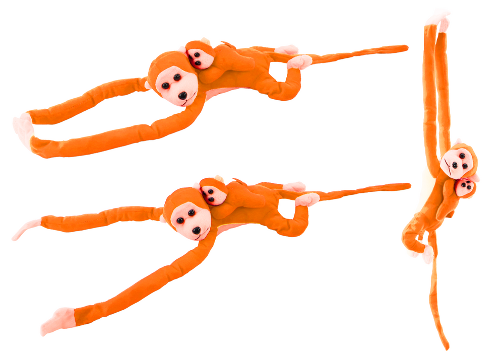 Plush Monkey With Baby Mascot Orange With Sound 70 Cm
