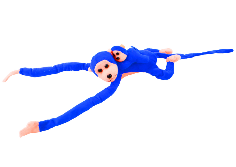 Mascot Plush Monkey With Baby Blue 90 Cm