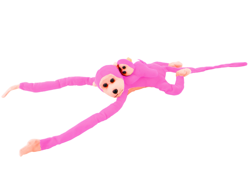 Mascot Plush Monkey With Baby Pink 90 Cm