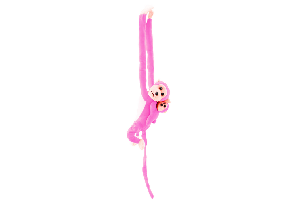 Mascot Plush Monkey With Baby Pink 90 Cm