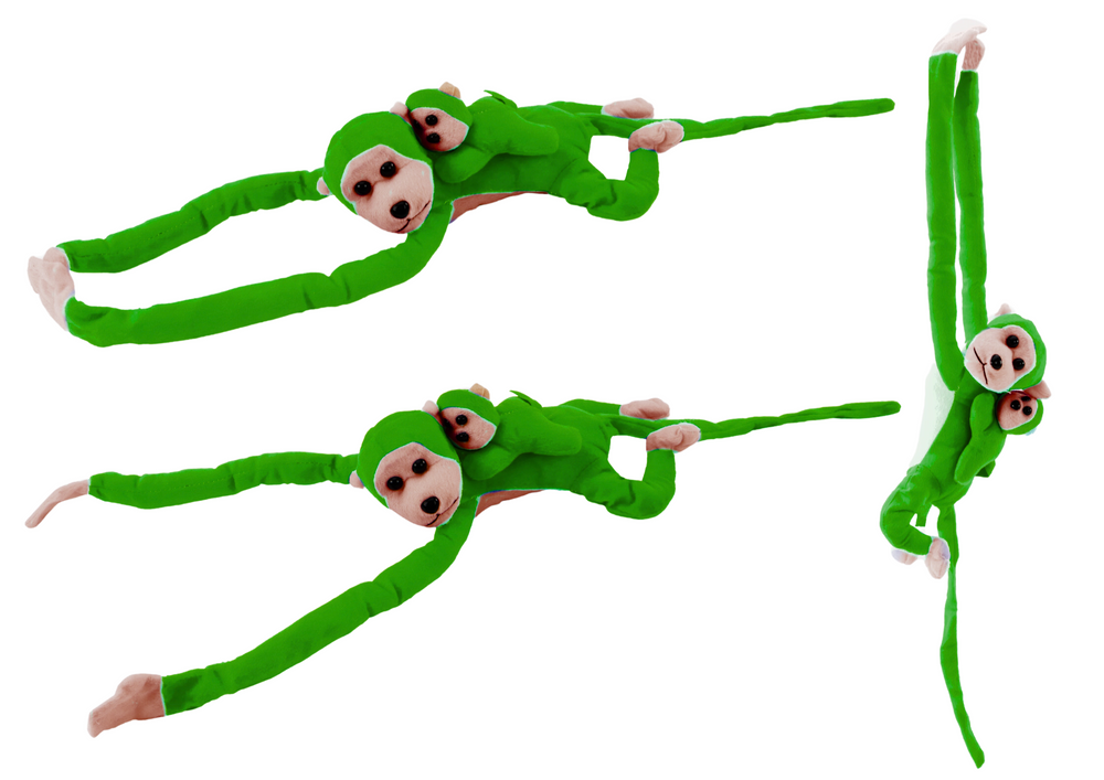 Maskottchen Plüschaffe Affe mit Baby Grün90 cm