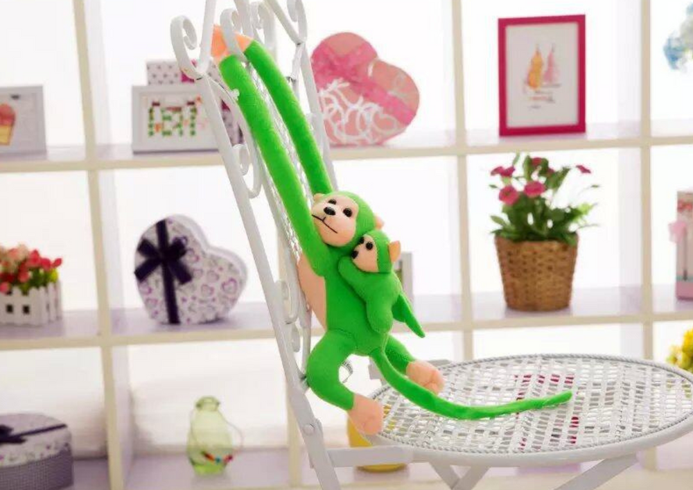 Maskottchen Plüschaffe Affe mit Baby Grün90 cm