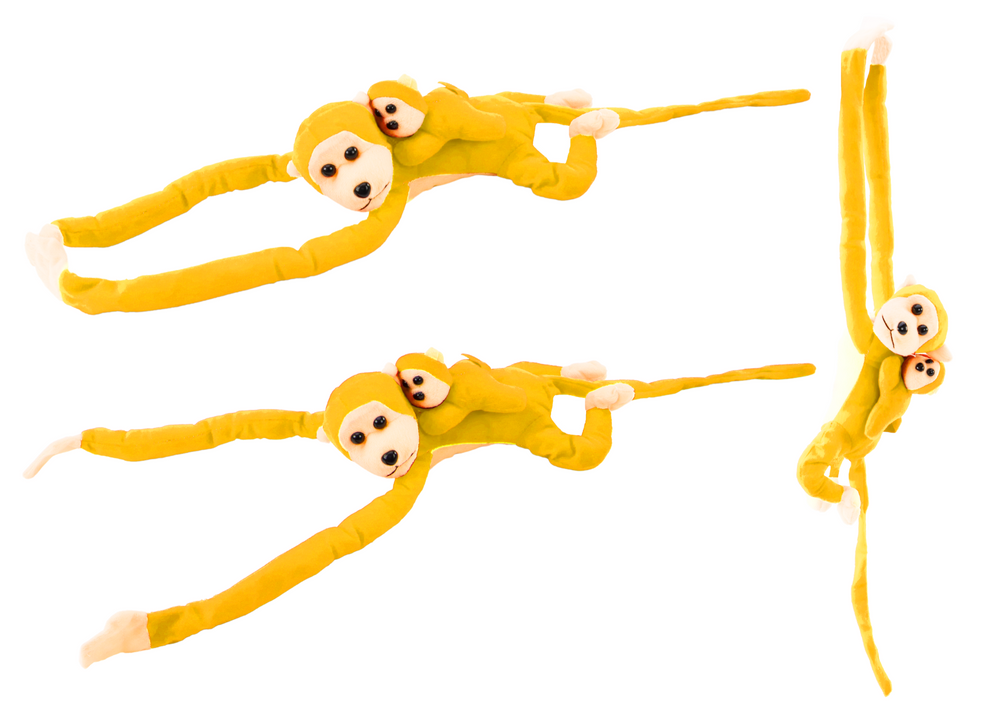 Mascot Plush Monkey With Baby Yellow 90 Cm
