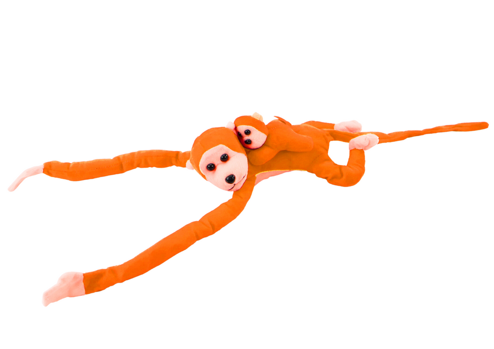 Mascot Plush Monkey With Baby Orange 90 Cm