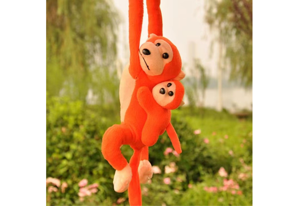 Mascot Plush Monkey With Baby Orange 90 Cm