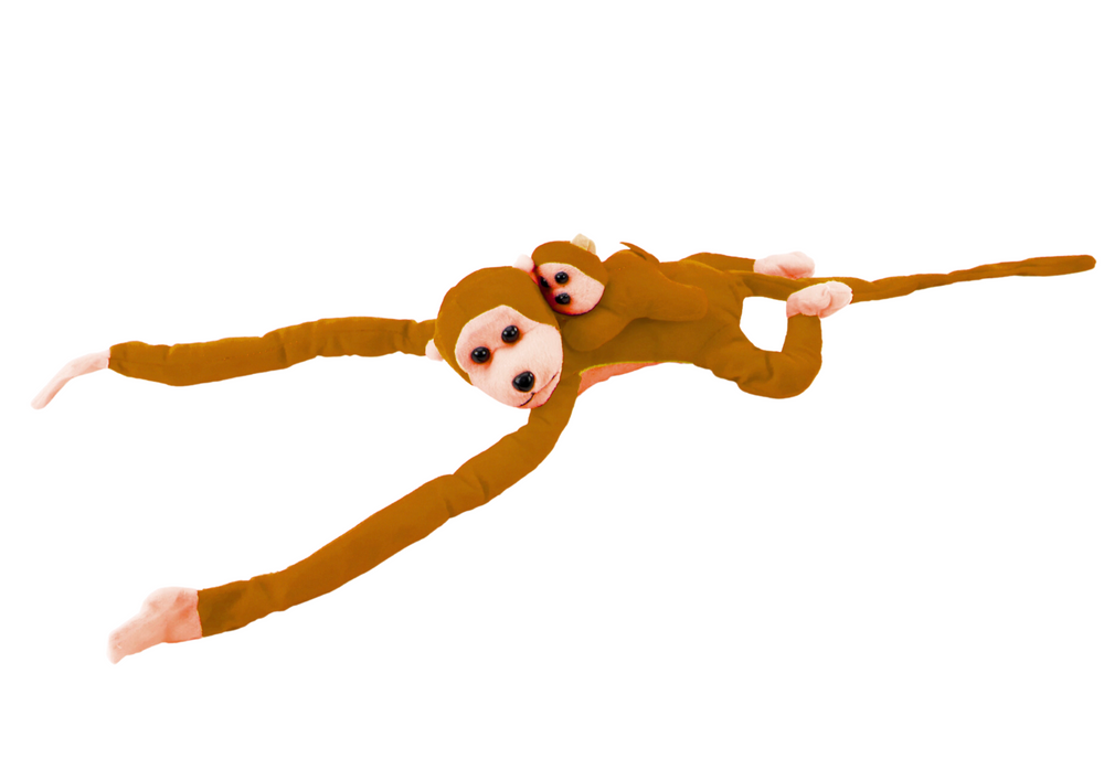 Mascot Plush Monkey With Baby Light Brown 90 Cm