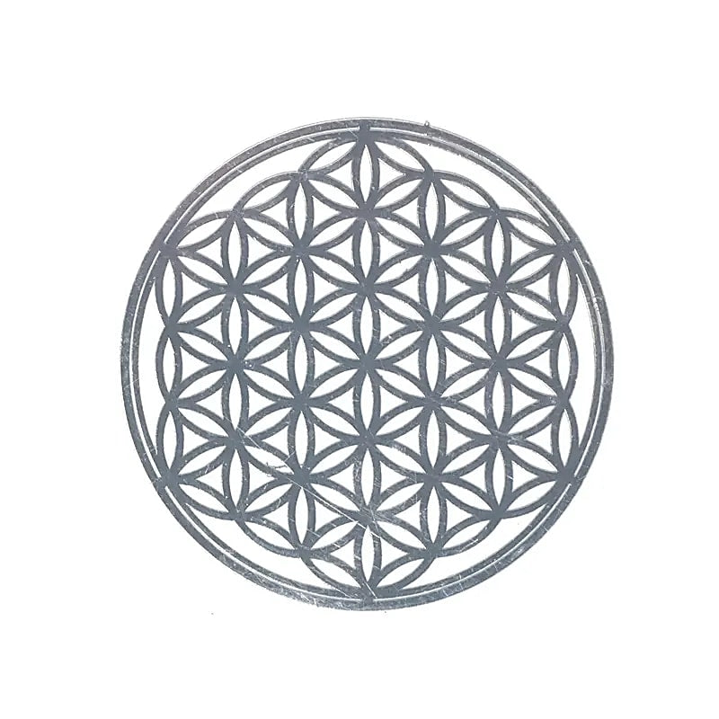 Metal Flower Of Life Sticker Silver 4x -- 35cm Set Of 2 Pcs - 3.5cm