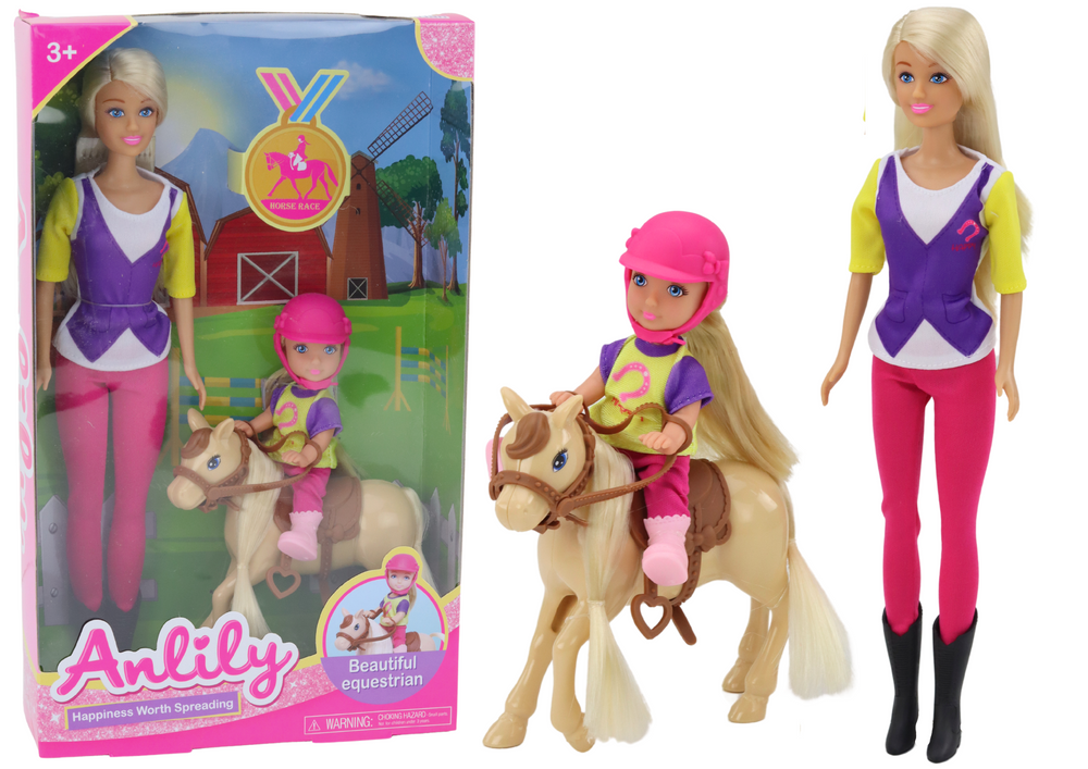 Anlily Doll Set With A Child And A Pony Horse Farm