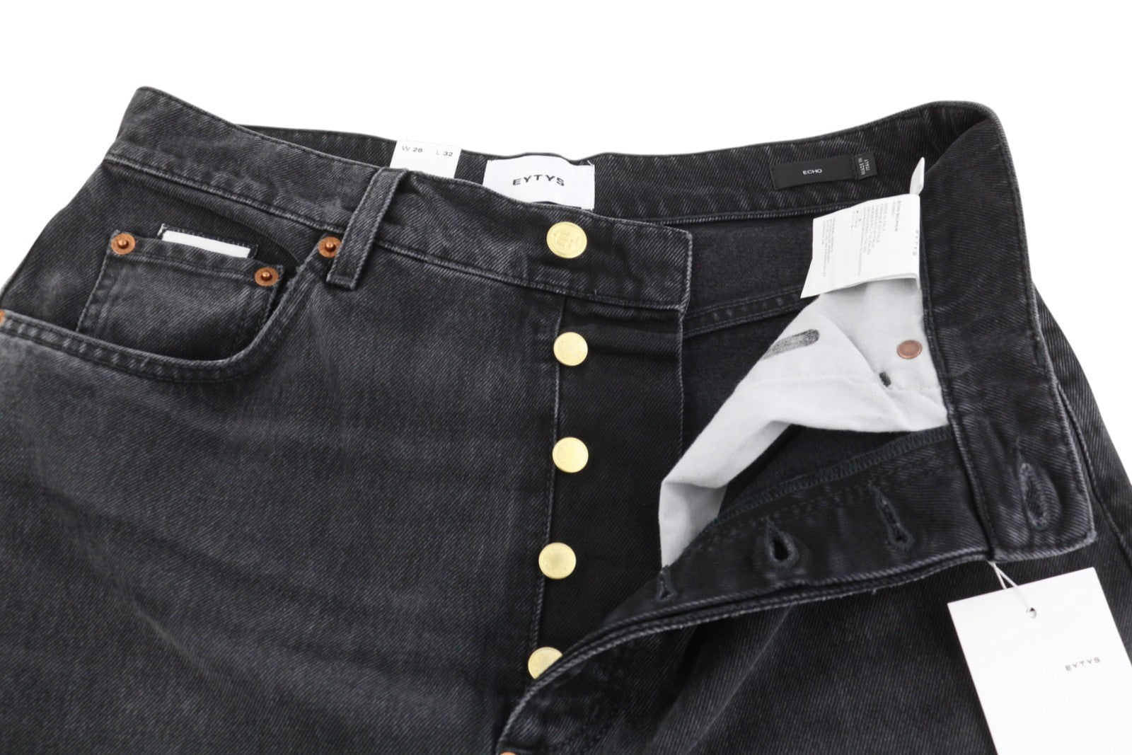 Eytys Echo Sulphur Ultra Baggy Fit Women Jeansblack Faded Rrp370