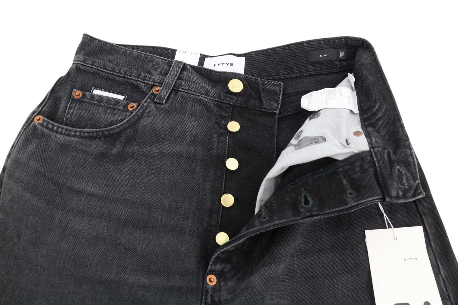 Eytys Echo Sulphur Ultra Baggy Fit Women Jeansblack Faded Rrp370