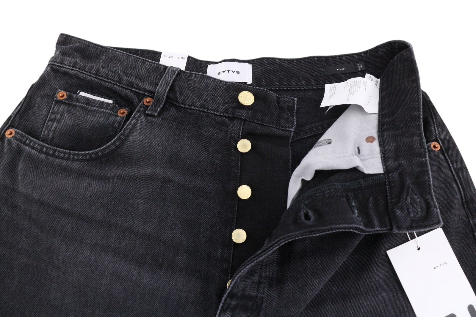 Eytys Echo Sulphur Ultra Baggy Fit Dame Jeanssort Falmet Rrp370