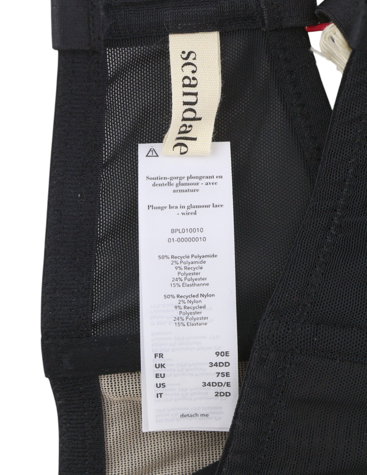 Scandale Plunge In Glamour Lace-wired Women Brablack Guipure Laces