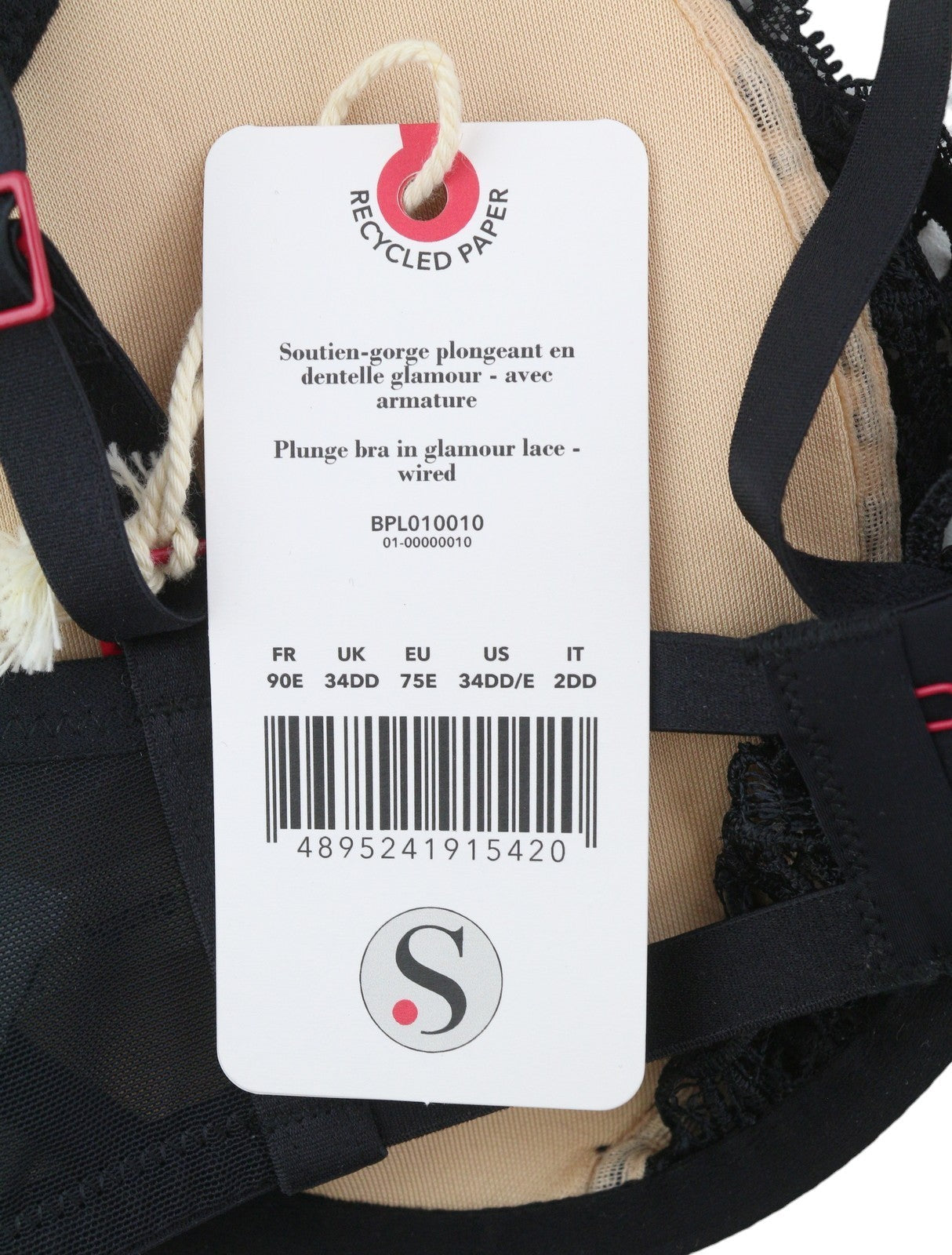 Scandale Plunge In Glamour Lace-wired Women Brablack Guipure Laces