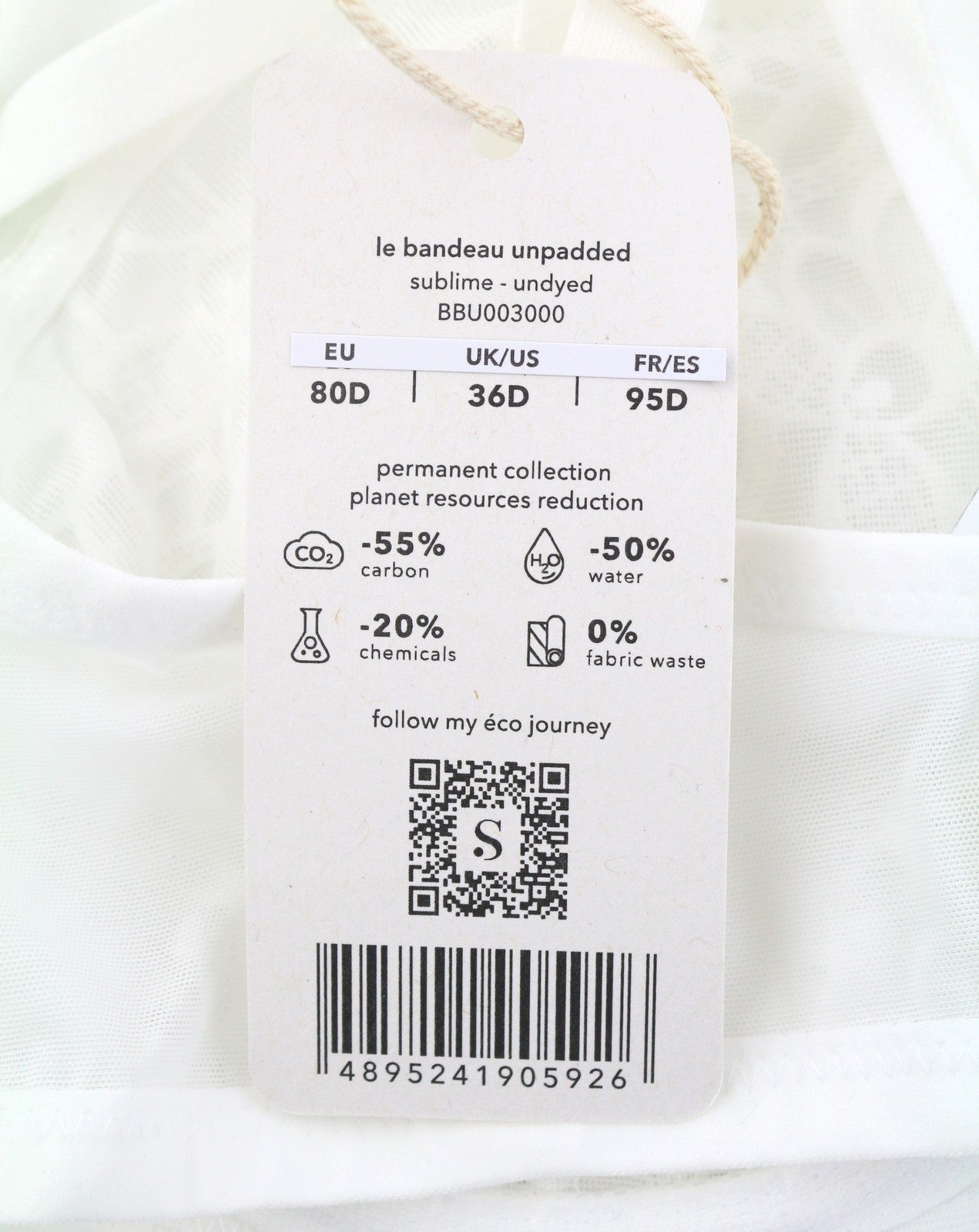 Scandale Le Bandeau Ungepolsterter, erhabener, ungefärbter Damen-BH mit weißen Guipure-Spitzen