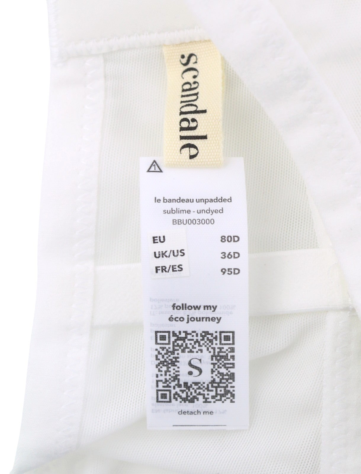 Scandale Le Bandeau Ungepolsterter, erhabener, ungefärbter Damen-BH mit weißen Guipure-Spitzen