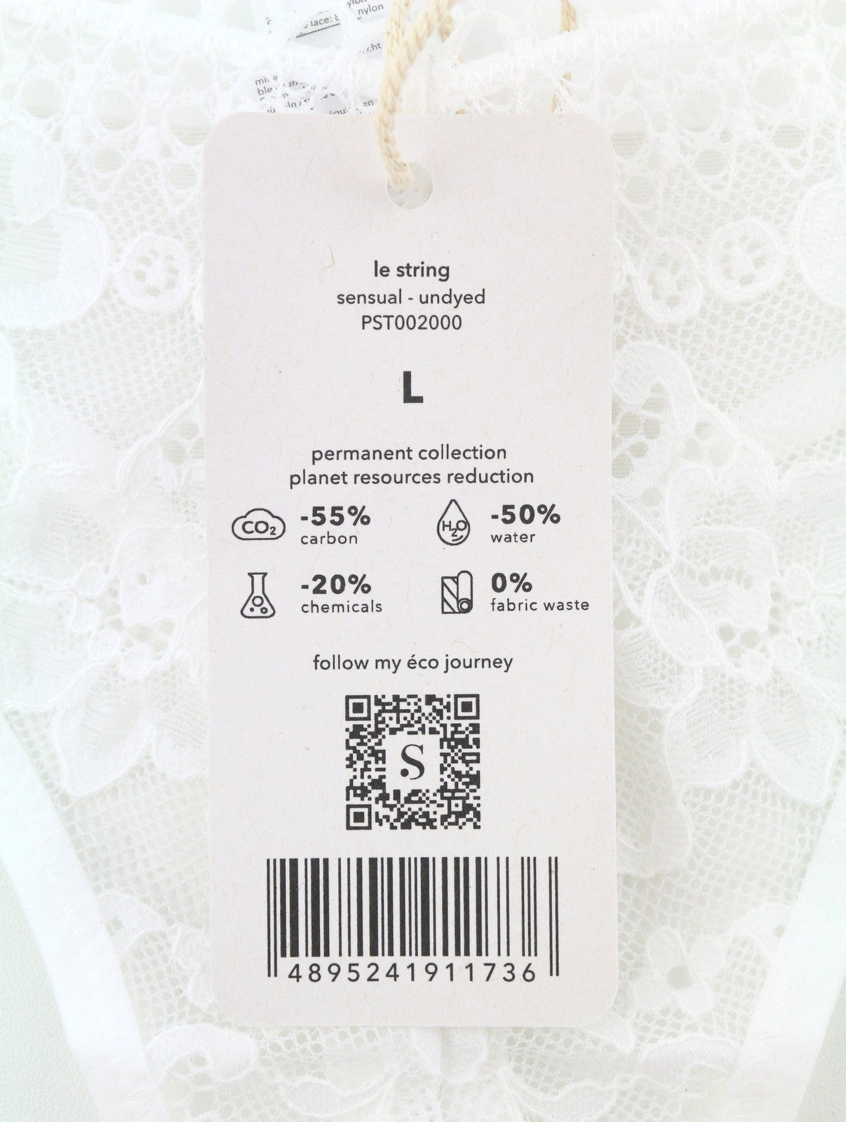 Scandale Le String – culotte sensuelle non teinte pour femme, insert en dentelle délicate blanche