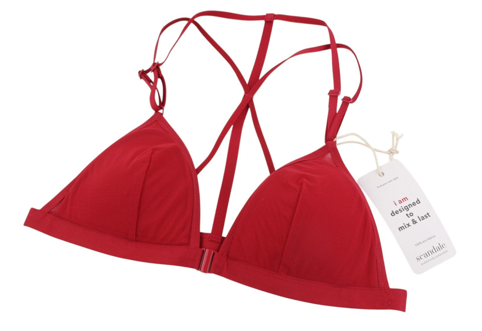 Scandale Le Triangle Back Detail Sleek-red Women Brafront Clip Mesh +3 Pads