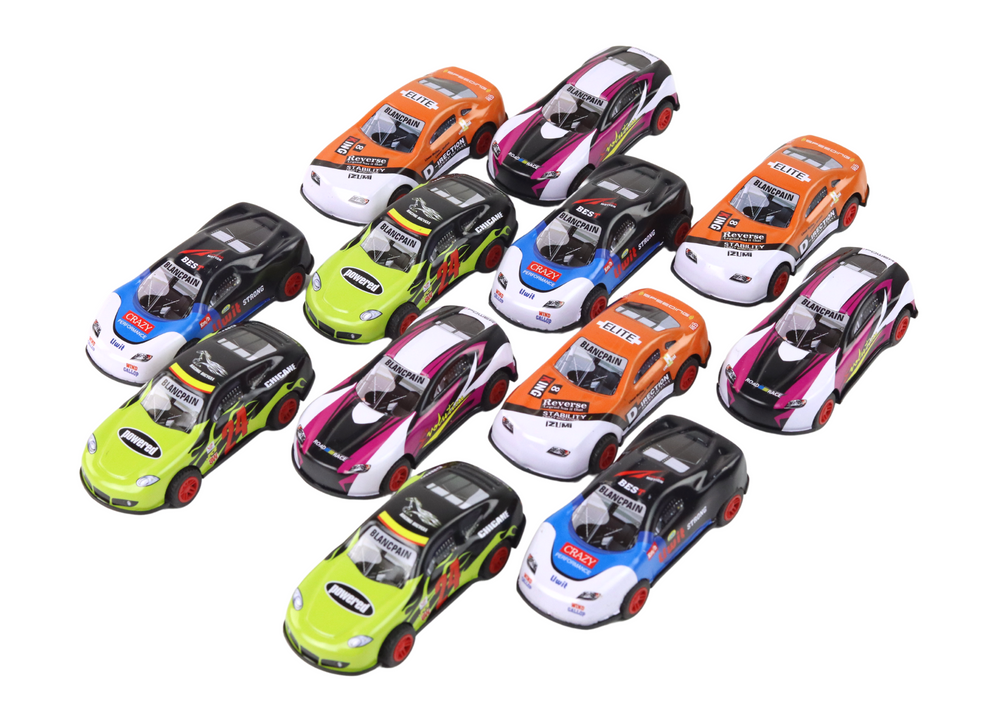 Set Of Sports Cars 1:55 With Friction Drive 12 Colorful Pieces