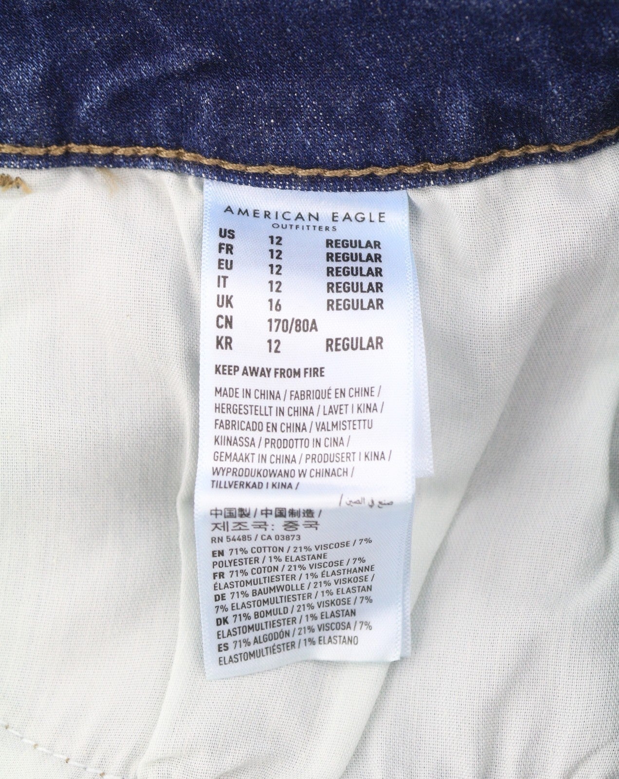 American Eagle Outfitters Jegging Authentic Dark Indigo Donna Jeans strappati